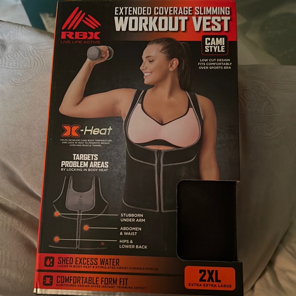 RBX Exercise Weight Loss Belt X-Heat Cami Style Slimming Workout Vest Size 2XL